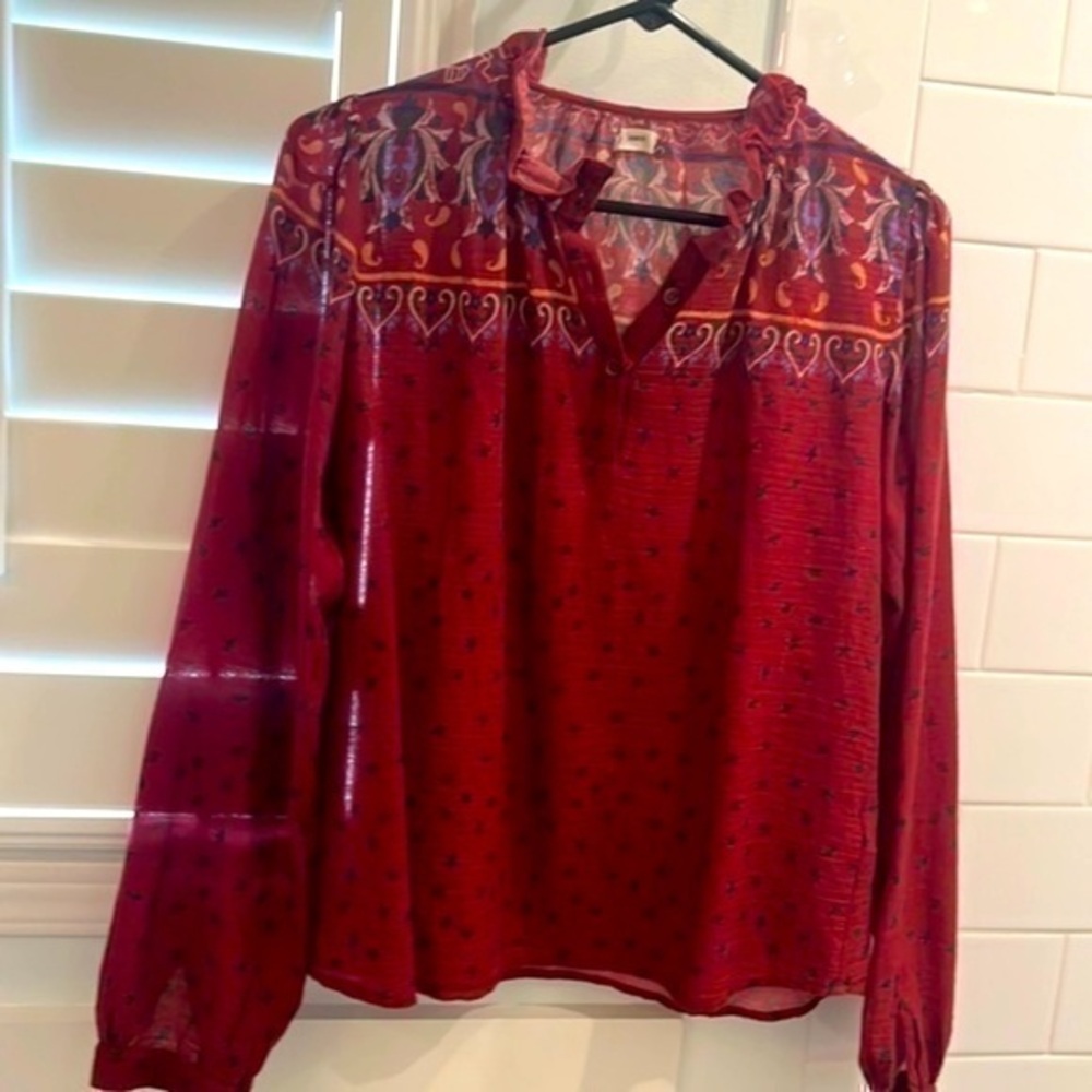 WARM brand blouse red/cranberry color for holidays